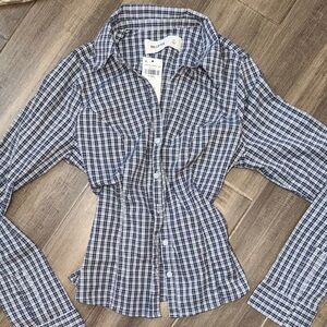 Hollister Blue Plaid Button Down Shirt